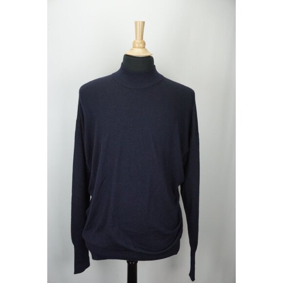 Drakes Navy Blue Cashmere Silk Blend Longsleeve Mens Sweater Sz XL England